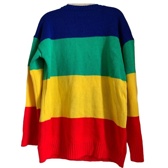 NWT PEANUTS Women’s Snoopy Rainbow Striped Crewneck Acrylic Sweater Sz S - Picture 3 of 6